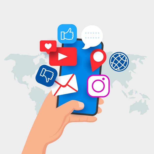 Premium Vector | Social media marketing mobile phone concept